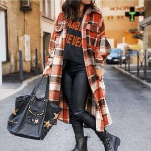 Orange plaid duster
